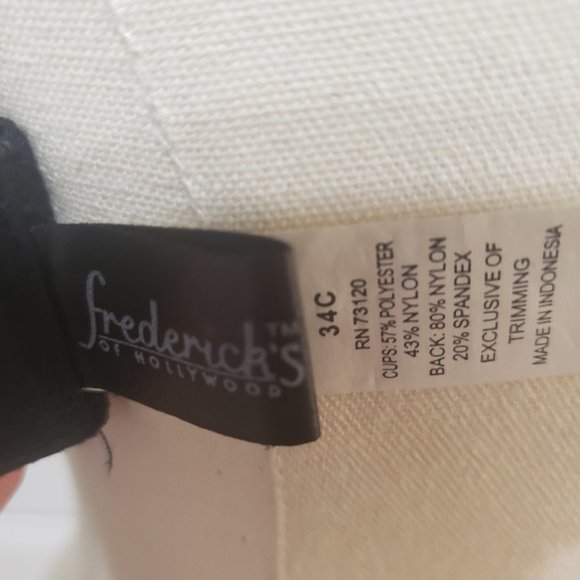 y2k 34c Fredrick's of Hollywood push up Padded Bra Embroidered Black Fuschia - Picture 6 of 8